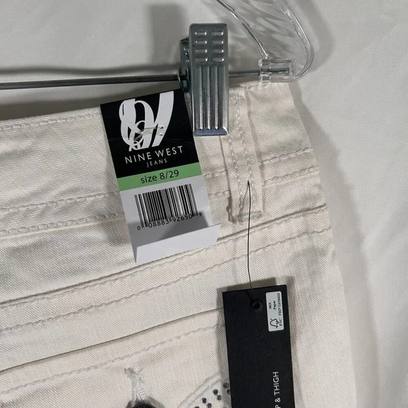 Nine West Jeans Women's 8 29 White Denim Date Night Fit Cotton Blend Button Zip - Picture 10 of 10